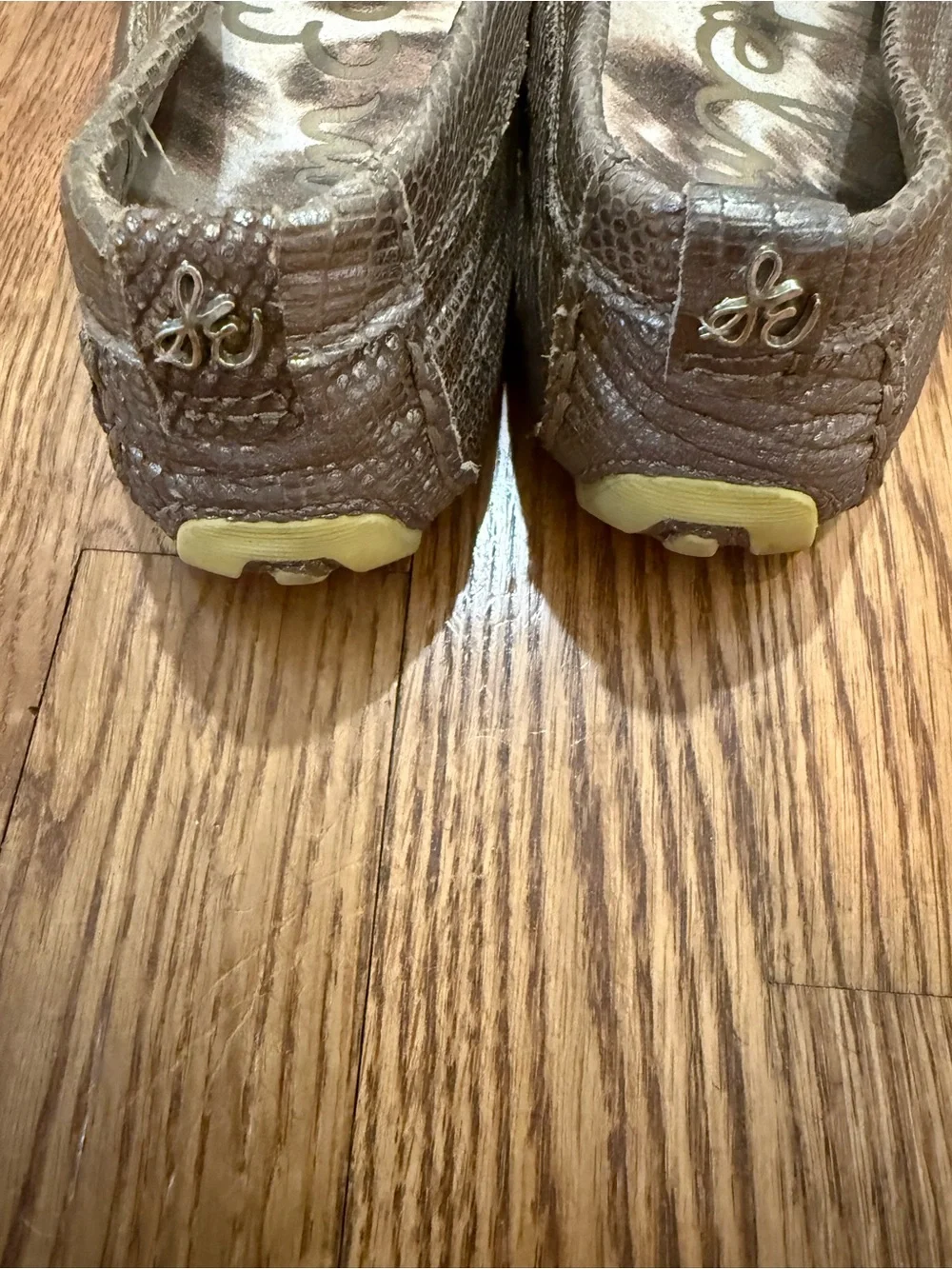 Sam Edelman Metallic Brown Penny Loafers with Leopard Insole